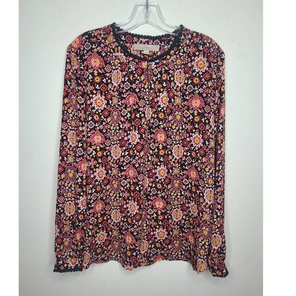 Ann Taylor LOFT floral boho long sleeve blouse - medium - Picture 1 of 6